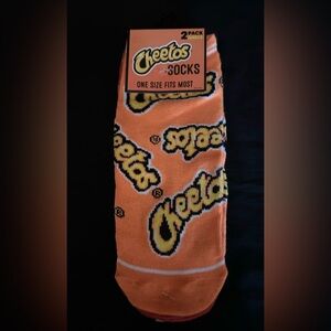 Cheetos Flamin Hot Orange Red Graphic Novelty Ankle Socks 2Pk One Size